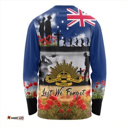 Australia Long Sleeve T-shirt Lest We Forget Poppies And Soldiers Army Style