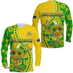 Australia Kangaroo Soccer World Cup Long Sleeve T-shirt Socceroos Aboriginal