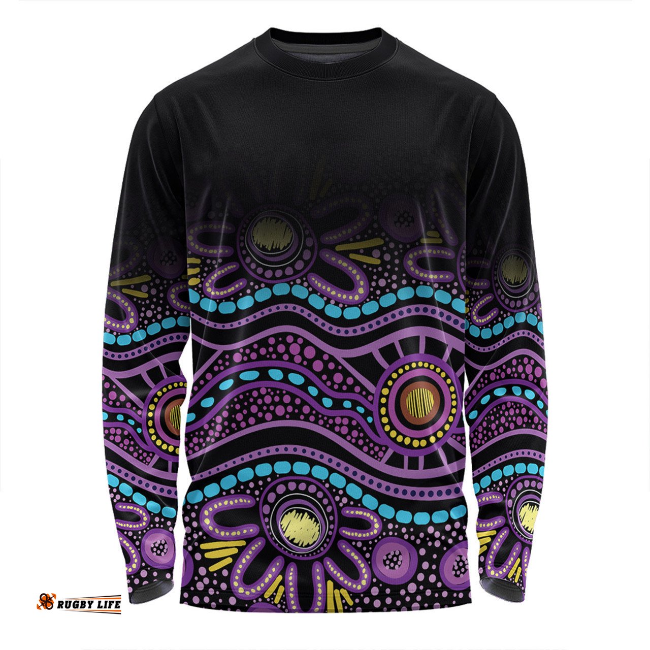 Australia Aboriginal Custom Long Sleeve T-shirt - Purple Dot In Aboriginal Style Long Sleeve T-shirt