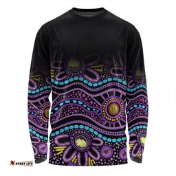 Australia Aboriginal Custom Long Sleeve T-shirt - Purple Dot In Aboriginal Style Long Sleeve T-shirt