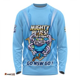 New South Wales Blues Long Sleeve T-shirt Custom State Of Origin 2024 Passionate Fan Born To Win Ver 1