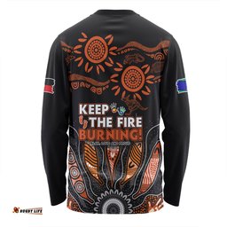 Australia Long Sleeve T-shirt Naidoc Week 2024 Indigenous Keep The Fire Burning Aboriginal Gum Leaf Painting