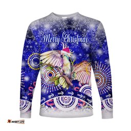 Australia Cockatoo Christmas Long Sleeve T-shirt Original Style Blue