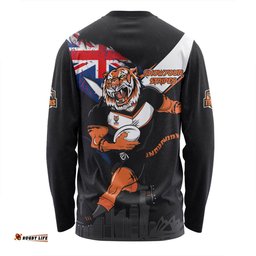 Wests Tigers Long Sleeve T-shirt Custom For Die Hard Fan Australia Flag Scratch Style