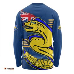 Parramatta Eels Long Sleeve T-shirt Custom For Die Hard Fan Australia Flag Scratch Style