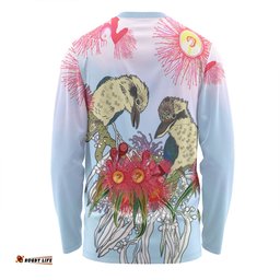 Australia Kookaburra Long Sleeve T-shirt - Couple Kookaburra With Eucalyptus Flower Art Long Sleeve T-shirt