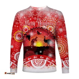 Australia Indigenous Flag Christmas Long Sleeve T-shirt Original Style Red