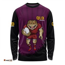 Queensland Maroons Long Sleeve T-shirt Custom State Of Origin 2024 Go Mighty QLD Maroons For Die Hard Fan Supporters