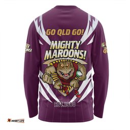 Queensland Maroons Long Sleeve T-shirt Custom State Of Origin 2024 Passionate Fan Born To Win Ver 2