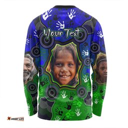 Australia Torres Strait Islands Custom Long Sleeve T-shirt - Aboriginal Dot Art Indigenous Handprints Personalised Photo Long Sleeve T-shirt