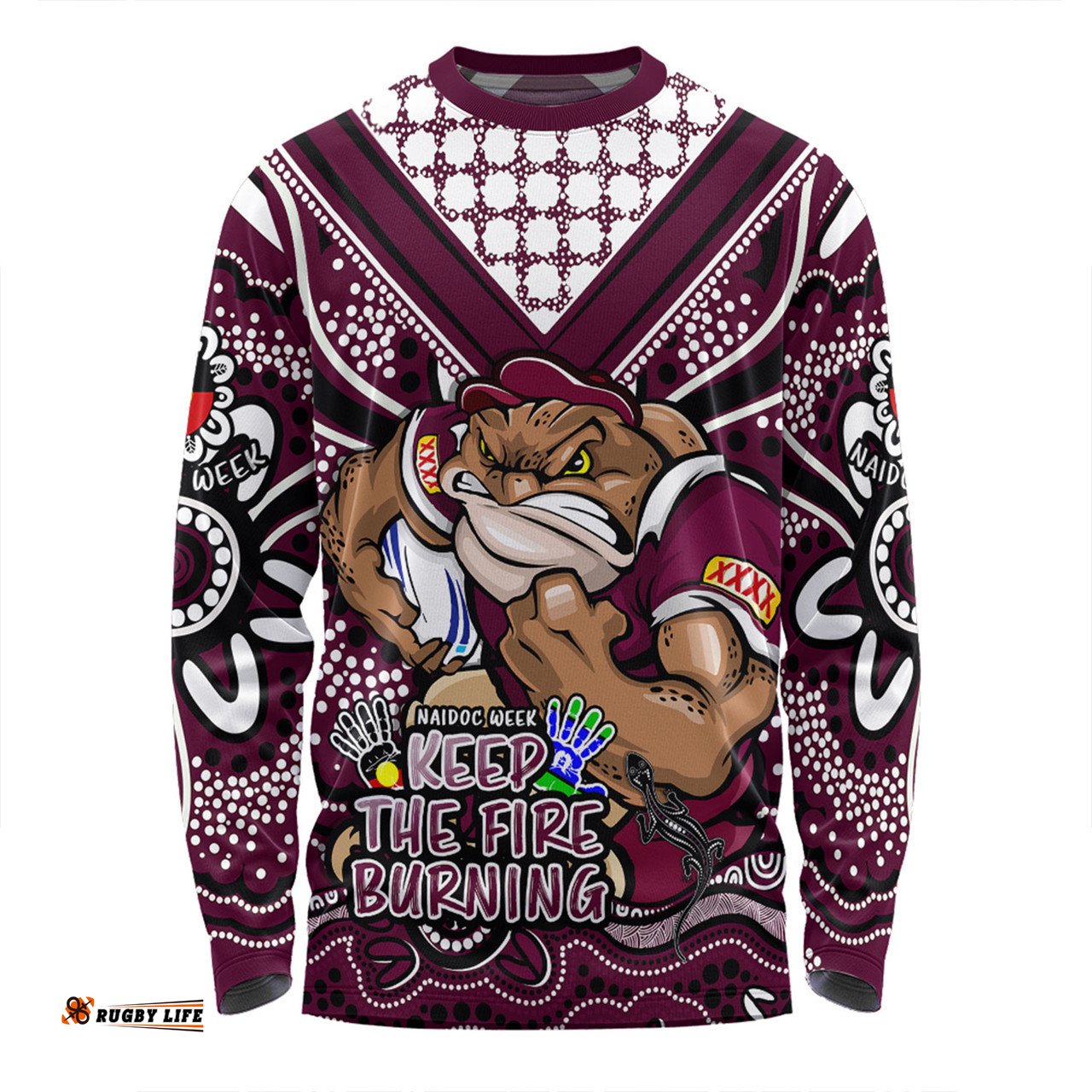 Queensland Maroons Long Sleeve T-shirt Aboriginal Inspired Naidoc Week Custom For Die Hard Fan Supporters