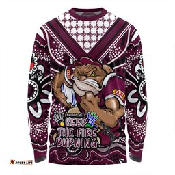 Queensland Maroons Long Sleeve T-shirt Aboriginal Inspired Naidoc Week Custom For Die Hard Fan Supporters