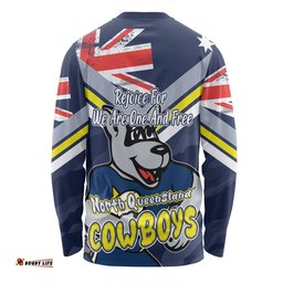 North Queensland Cowboys Long Sleeve T-shirt - Happy Australia Day We Are One And Free