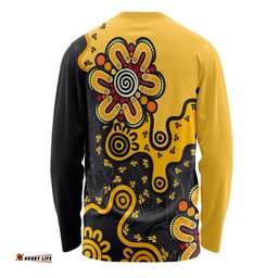 Australia Long Sleeve T-shirt Aboriginal Style Of Background Yellow