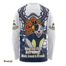 North Queensland Cowboys Long Sleeve T-shirt Aboriginal Inspired Naidoc Symbol Pattern