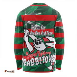 South Sydney Rabbitohs Long Sleeve T-shirt - Happy Australia Day We Are One And Free