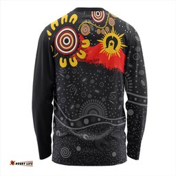 Australia Long Sleeve T-shirt Aboriginal Indigenous Dot Painting With Flag