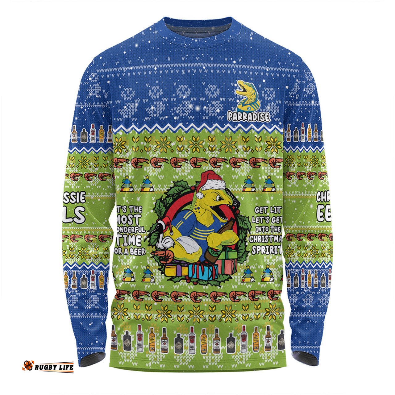 Parramatta Eels Christmas Custom Long Sleeve T-shirt - Chrissie Spirit Long Sleeve T-shirt