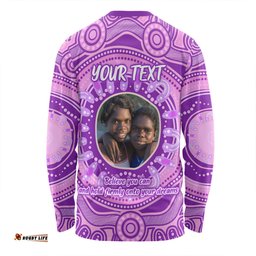 Australia Aboriginal Custom Long Sleeve T-shirt - Believe You Can And Hold Firmly Onto Your Dreams Personalised Photo (Purple) Long Sleeve T-shirt