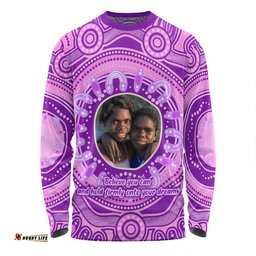 Australia Aboriginal Custom Long Sleeve T-shirt - Believe You Can And Hold Firmly Onto Your Dreams Personalised Photo (Purple) Long Sleeve T-shirt