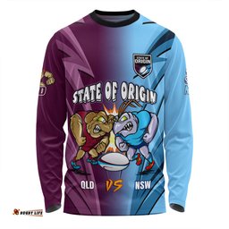 Queensland Maroons Long Sleeve T-shirt Custom State Of Origin 2024 Tough Fan Rugby For Life QLD vs NSW Ver 2