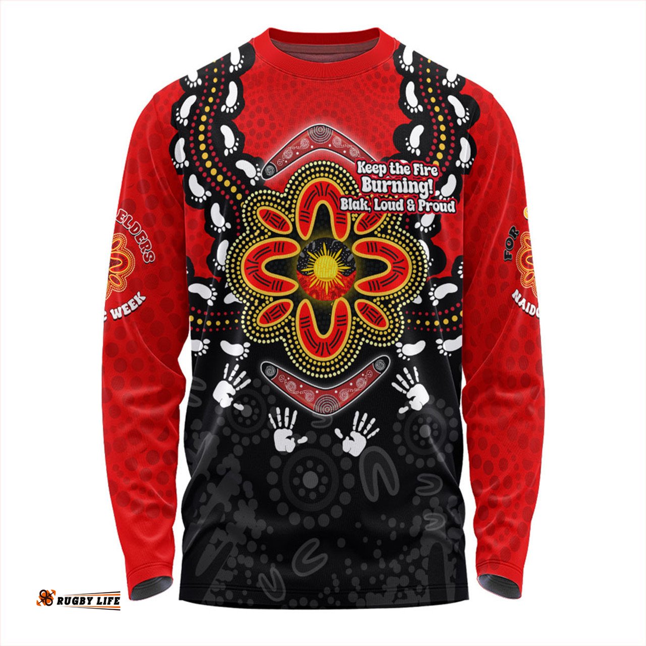 Australia Long Sleeve T-shirt Aboriginal Inspired Naidoc Symbol Pattern