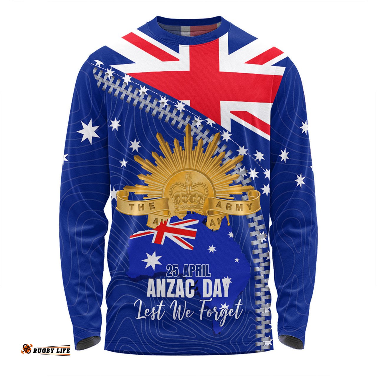 Australia Long Sleeve T-shirt - Anzac Day Lest We Forget Australia Flag