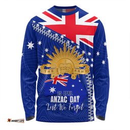 Australia Long Sleeve T-shirt - Anzac Day Lest We Forget Australia Flag