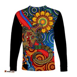 Australia Lizard and Sun Long Sleeve T-shirt Aboriginal Art Speical