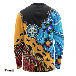 Australia Long Sleeve T-shirt Aboriginal Inspired River And Land Style Of Dot Painting