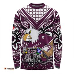 Manly Warringah Sea Eagles Long Sleeve T-shirt Aboriginal Inspired Naidoc Week Custom For Die Hard Fan Supporters