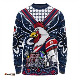 Sydney Roosters Long Sleeve T-shirt Aboriginal Inspired Naidoc Week Custom For Die Hard Fan Supporters
