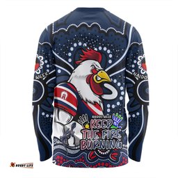Sydney Roosters Long Sleeve T-shirt Aboriginal Inspired Naidoc Week Custom For Die Hard Fan Supporters