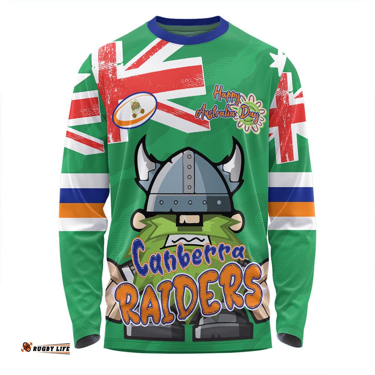 Canberra Raiders Long Sleeve T-shirt - Happy Australia Day We Are One And Free