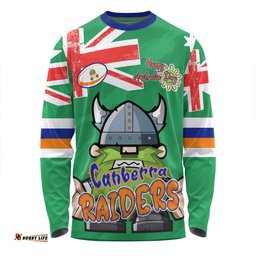 Canberra Raiders Long Sleeve T-shirt - Happy Australia Day We Are One And Free