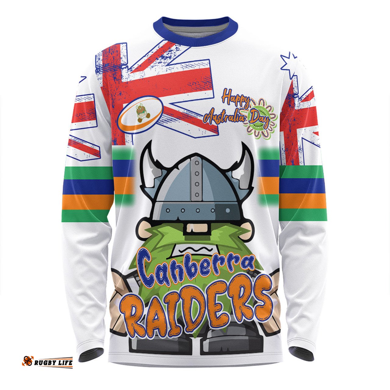 Canberra Raiders Long Sleeve T-shirt - Happy Australia Day We Are One And Free V2