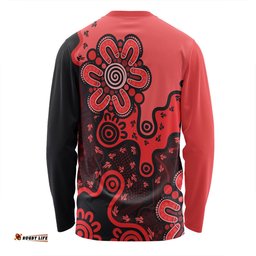 Australia Long Sleeve T-shirt Aboriginal Style Of Background Red (Turquoise,Purple)