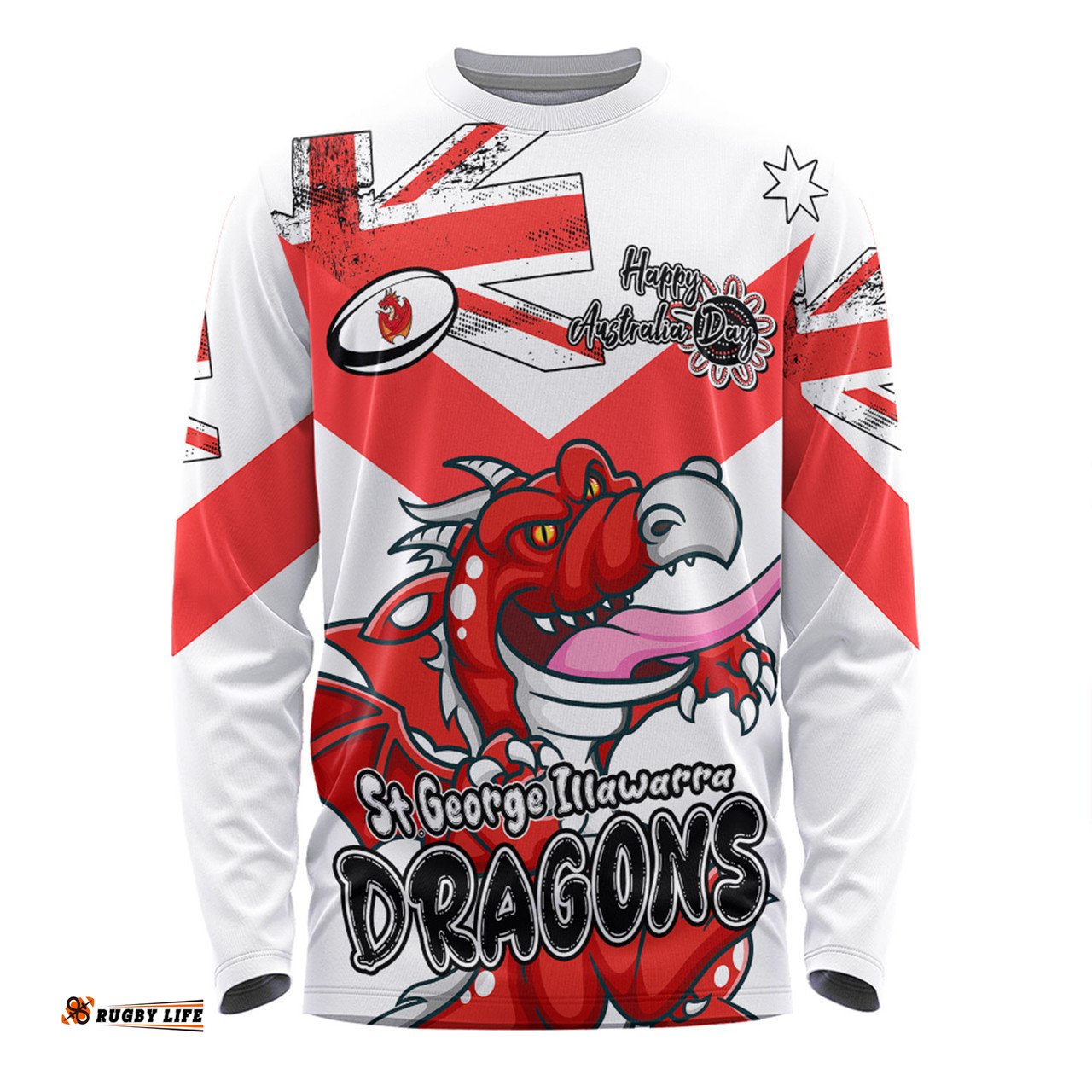 St. George Illawarra Dragons Long Sleeve T-shirt - Happy Australia Day We Are One And Free