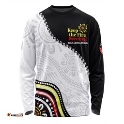Australia Long Sleeve T-shirt Naidoc Week Indigenous Culture Inspired Keep the Fire Burning! Blak, Loud and Proud