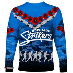 Adelaide Strikers ANZAC Long Sleeve T-shirt Camouflage With Poppy