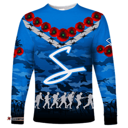 Adelaide Strikers ANZAC Long Sleeve T-shirt Camouflage With Poppy