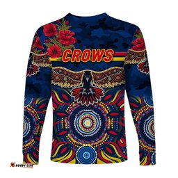 Adelaide Crows ANZAC Long Sleeve T-shirt Indigenous Navy Blue