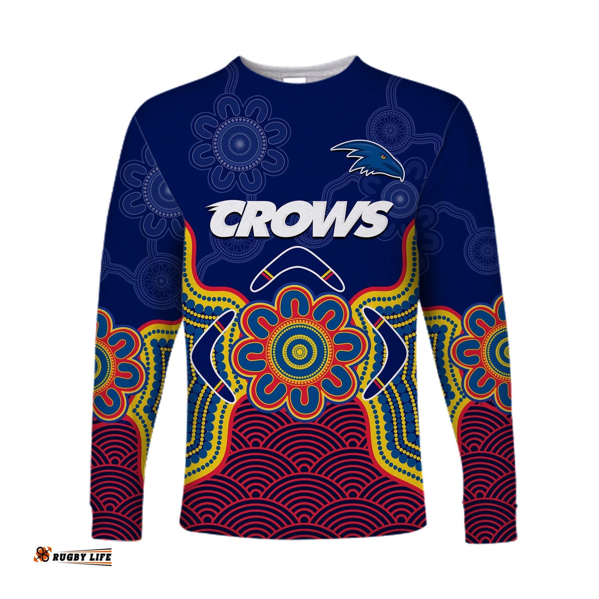 Adelaide Football Long Sleeve T-shirt Crows Aboriginal Art