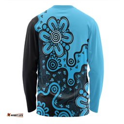 Australia Long Sleeve T-shirt Aboriginal Style Of Background Blue (Grey,Orange)