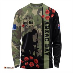 Australia Long Sleeve T-shirt Lest We Forget Military Camouflage Simple Style