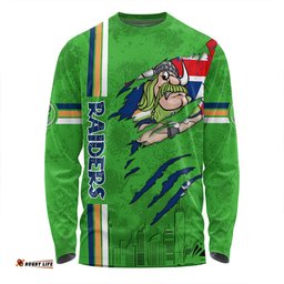 Canberra Raiders Long Sleeve T-shirt - Happy Australia Day Flag Scratch Style