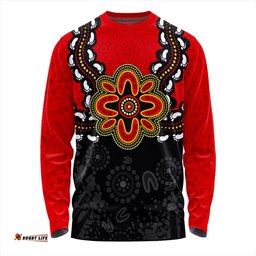 Australia Long Sleeve T-shirt Aboriginal Inspired Symbol Pattern