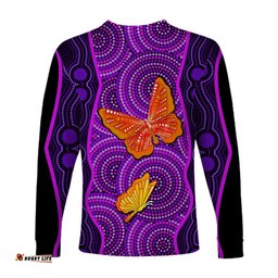 Aboriginal Dot Long Sleeve T-shirt Butterfly Natural Beauty