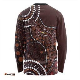 Australia Long Sleeve T-shirt Aboriginal Inspired Lizard With Dot Painting Pattern