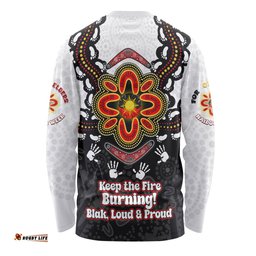 Australia Long Sleeve T-shirt Aboriginal Inspired Naidoc Symbol Pattern White
